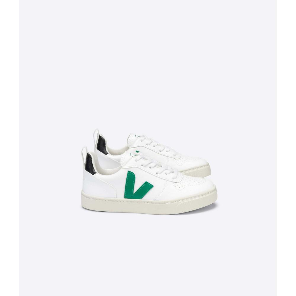 Kids\' Veja V-10 LACE CWL Shoes White/Green | ZA 788TCE